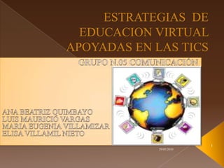 ESTRATEGIAS  DE EDUCACION VIRTUAL APOYADAS EN LAS TICS GRUPO N.05 COMUNICACIÓN ANA BEATRIZ QUIMBAYO LUIS MAURICIO VARGAS MARIA EUGENIA VILLAMIZAR ELISA VILLAMIL NIETO 29/05/2010 1 
