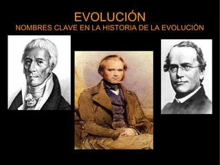 EVOLUCIÓN
NOMBRES CLAVE EN LA HISTORIA DE LA EVOLUCIÓN
 