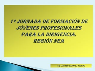 1º Jornada de Formación de Jóvenes Profesionalespara la Dirigencia. Región NEA Cr. Javier Benitez Piccini 