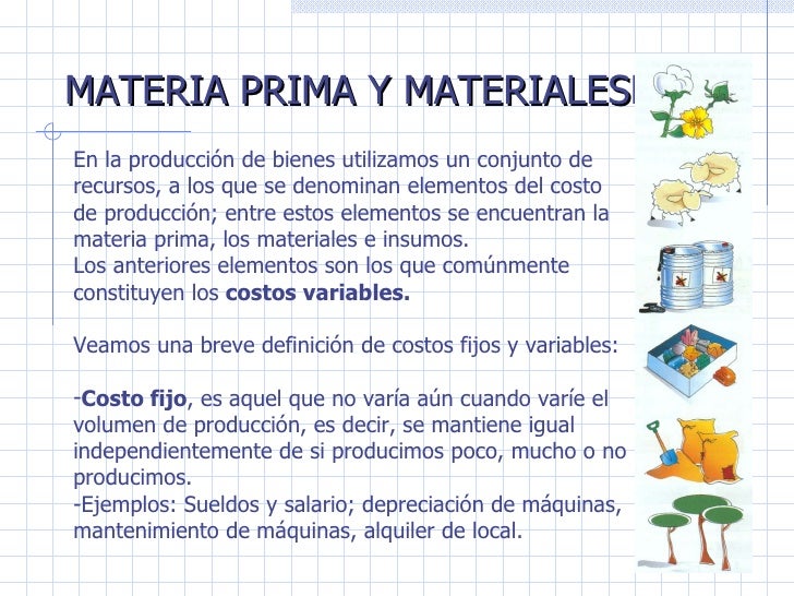 Resultado de imagen para materias primas e insumos