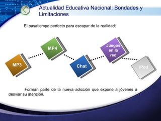 El pasatiempo perfecto para escapar de la realidad: MP3 MP4 Chat Juegos en la  red iPod Forman parte de la nueva adicción que expone a jóvenes a desviar su atención. Actualidad Educativa Nacional: Bondades y Limitaciones 