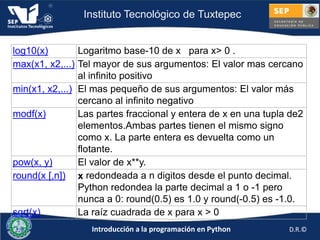Logaritmo Natural Python Tipos de datos numéricos en Python | PPTX