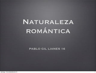 Naturaleza
romántica
PABLO GIL LIANES 16

domingo, 15 de diciembre de 13

1

 