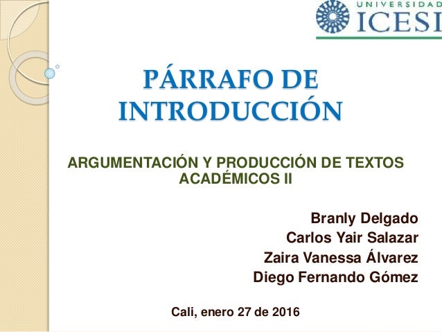 Exposición parrafo introduccion