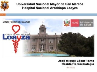 Universidad Nacional Mayor de San Marcos
Hospital Nacional Arzobispo Loayza
José Miguel César Tamo
Residente Cardiología
18/03/2022
1
 