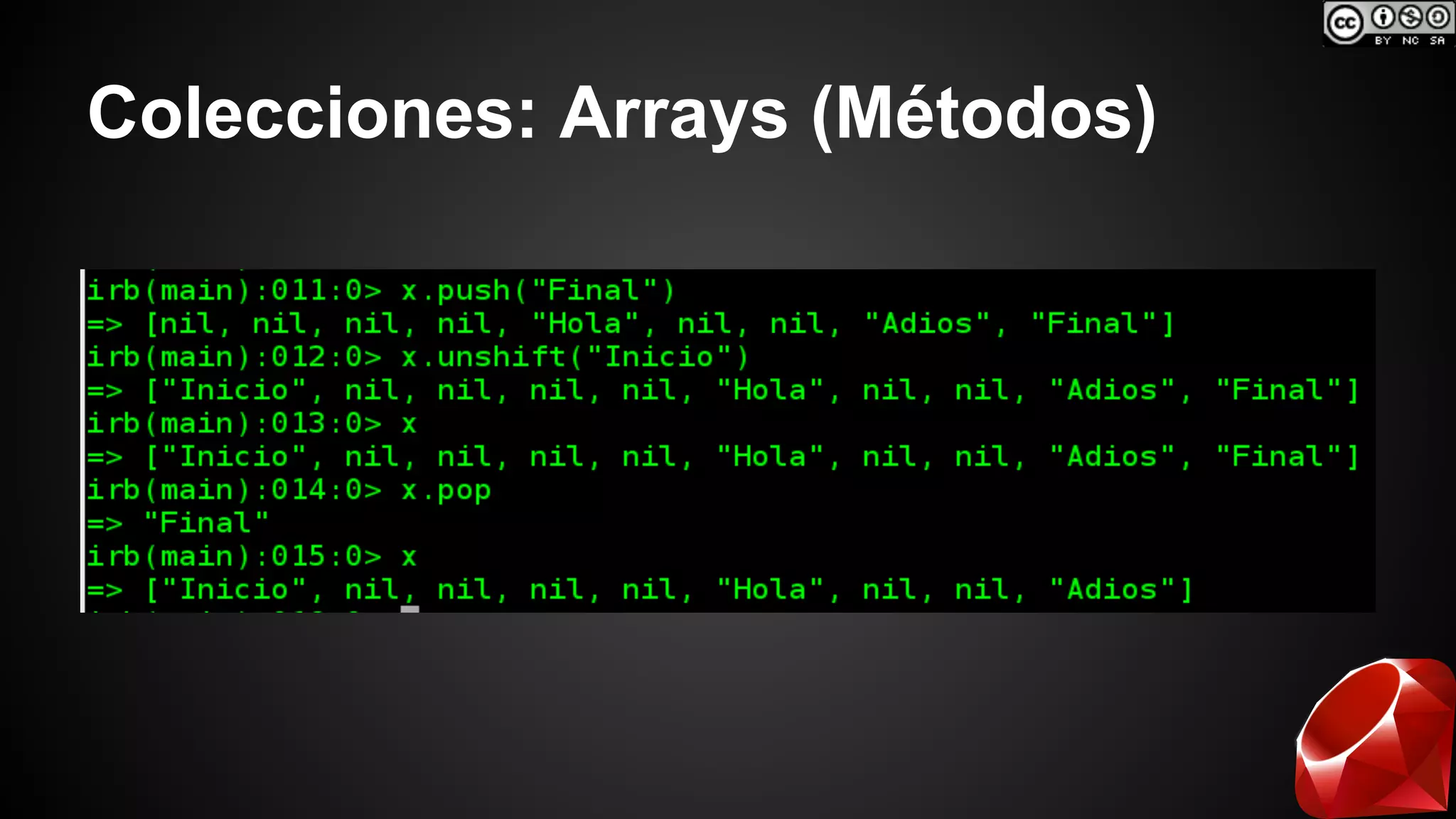 Colecciones: Arrays (Métodos) 
 