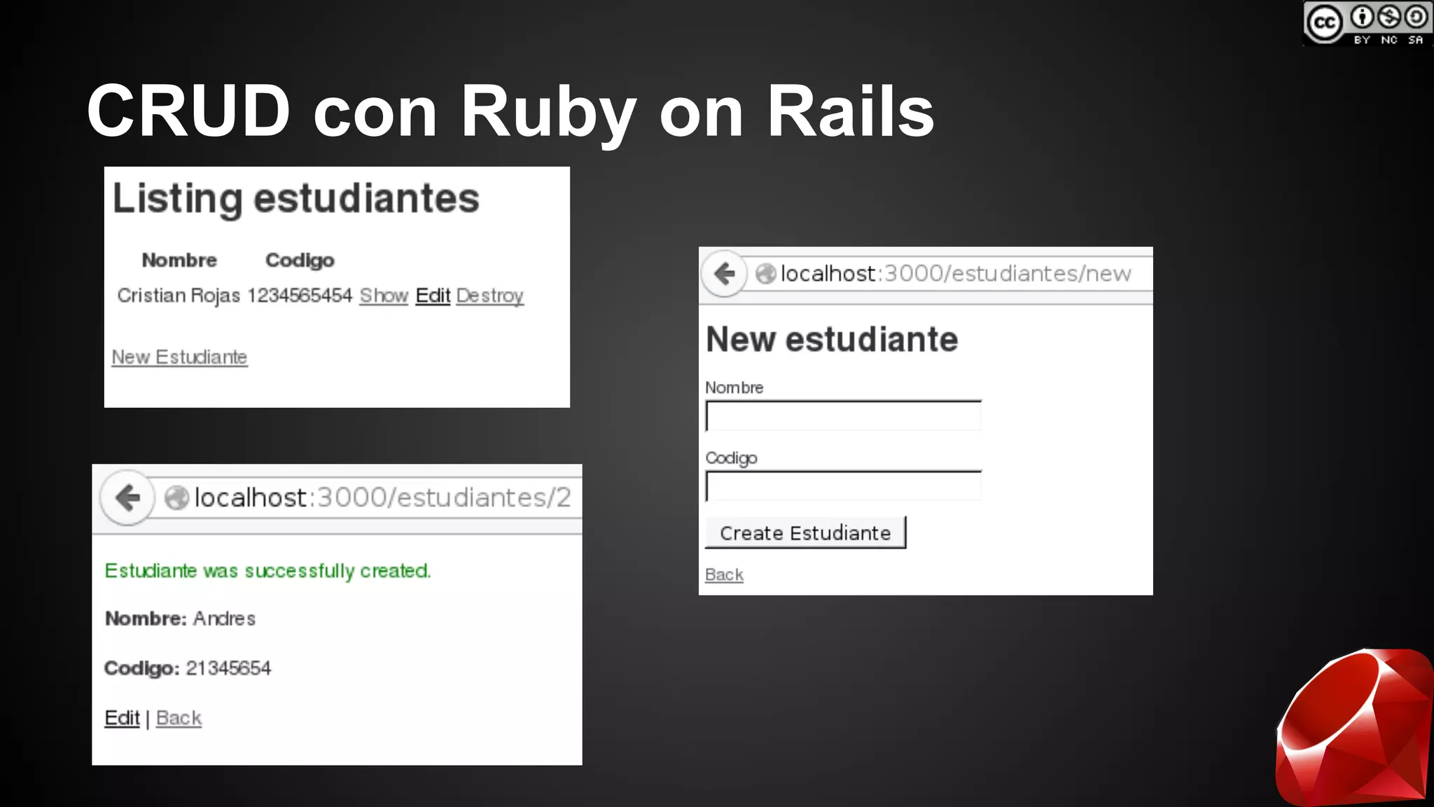 CRUD con Ruby on Rails 
 