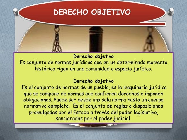 Exposición sobre derechos subjetivos, objetivos, y derecho
