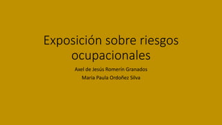 Exposición sobre riesgos
ocupacionales
Axel de Jesús Romerín Granados
Maria Paula Ordoñez Silva
 