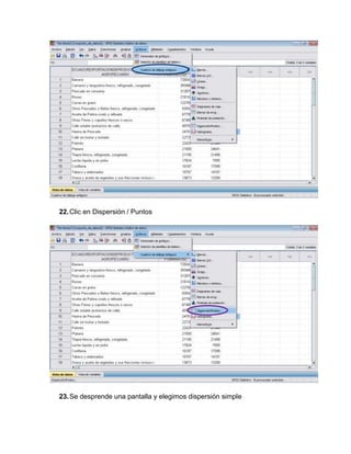 22. Clic en Dispersión / Puntos




23. Se desprende una pantalla y elegimos dispersión simple
 