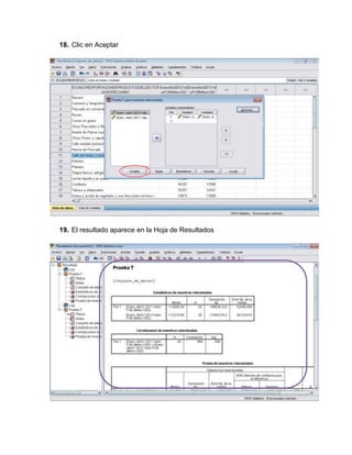 18. Clic en Aceptar




19. El resultado aparece en la Hoja de Resultados
 