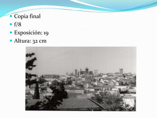  Copia final
 f/8
 Exposición: 19
 Altura: 32 cm
 