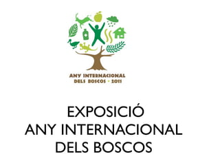 EXPOSICIÓ
ANY INTERNACIONAL
   DELS BOSCOS
 