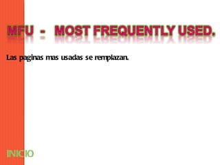 Las paginas mas usadas se remplazan.




INICIO
 