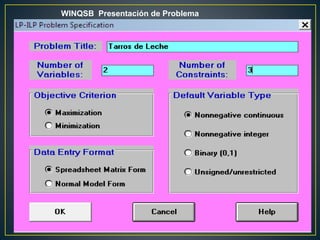 WINQSB Presentación de Problema
 