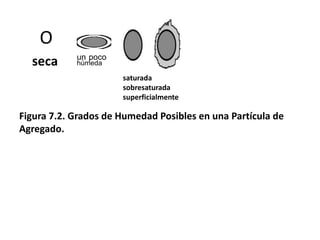 O
seca
Figura 7.2. Grados de Humedad Posibles en una Partícula de
Agregado.
un pocohúmeda
saturada
sobresaturada
superficialmente
 