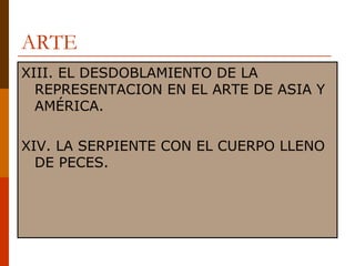 ARTE XIII. EL DESDOBLAMIENTO DE LA REPRESENTACION EN EL ARTE DE ASIA Y AMÉRICA. XIV. LA SERPIENTE CON EL CUERPO LLENO DE PECES. 