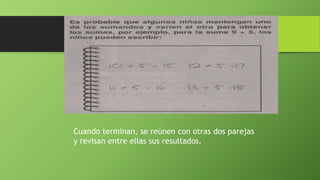 Cuando terminan, se reúnen con otras dos parejas
y revisan entre ellas sus resultados.
 