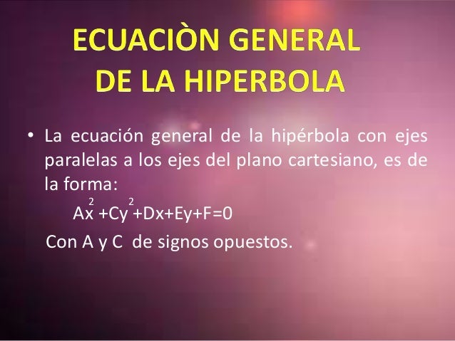 Ecuacion General De La Hiperbola