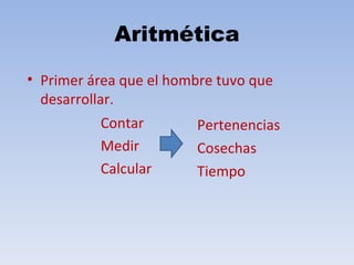 Aritmética ,[object Object],[object Object],[object Object],[object Object],Contar Medir Calcular 