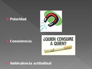  Polaridad
 Consistencia
 Ambivalencia actitudinal
 