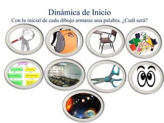 Dinámica de Inicio
Con la inicial de cada dibujo armaras una palabra. ¿Cuál será?
 