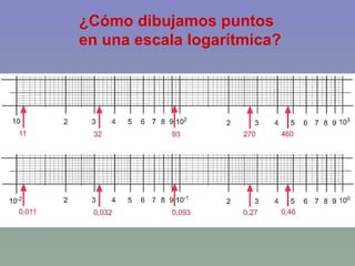 ¿Cómo dibujamos puntos  en una escala logarítmica? 