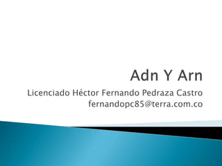 Adn Y Arn,[object Object],Licenciado Héctor Fernando Pedraza Castro,[object Object],fernandopc85@terra.com.co,[object Object]