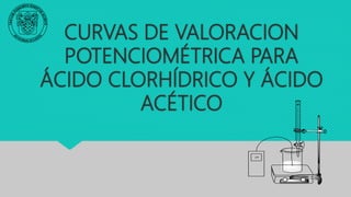 CURVAS DE VALORACION
POTENCIOMÉTRICA PARA
ÁCIDO CLORHÍDRICO Y ÁCIDO
ACÉTICO
 
