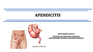 APENDICITIS
RIOS RAMOS KATTIA
INTERNA DE MEDICINA HUMANA
UNIVERSIDAD PRIVADA ANTENOR ORREGO
 