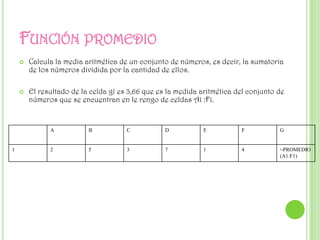FUNCION MODAEsta función determina el numero que mas se repite en una lista.El resultado de la celda c1 es 3, porque es valor que mas se repite