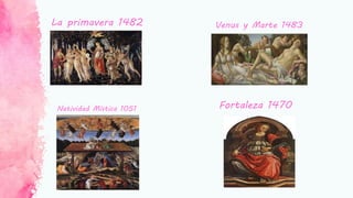La primavera 1482 Venus y Marte 1483
Natividad Mística 1051 Fortaleza 1470
 