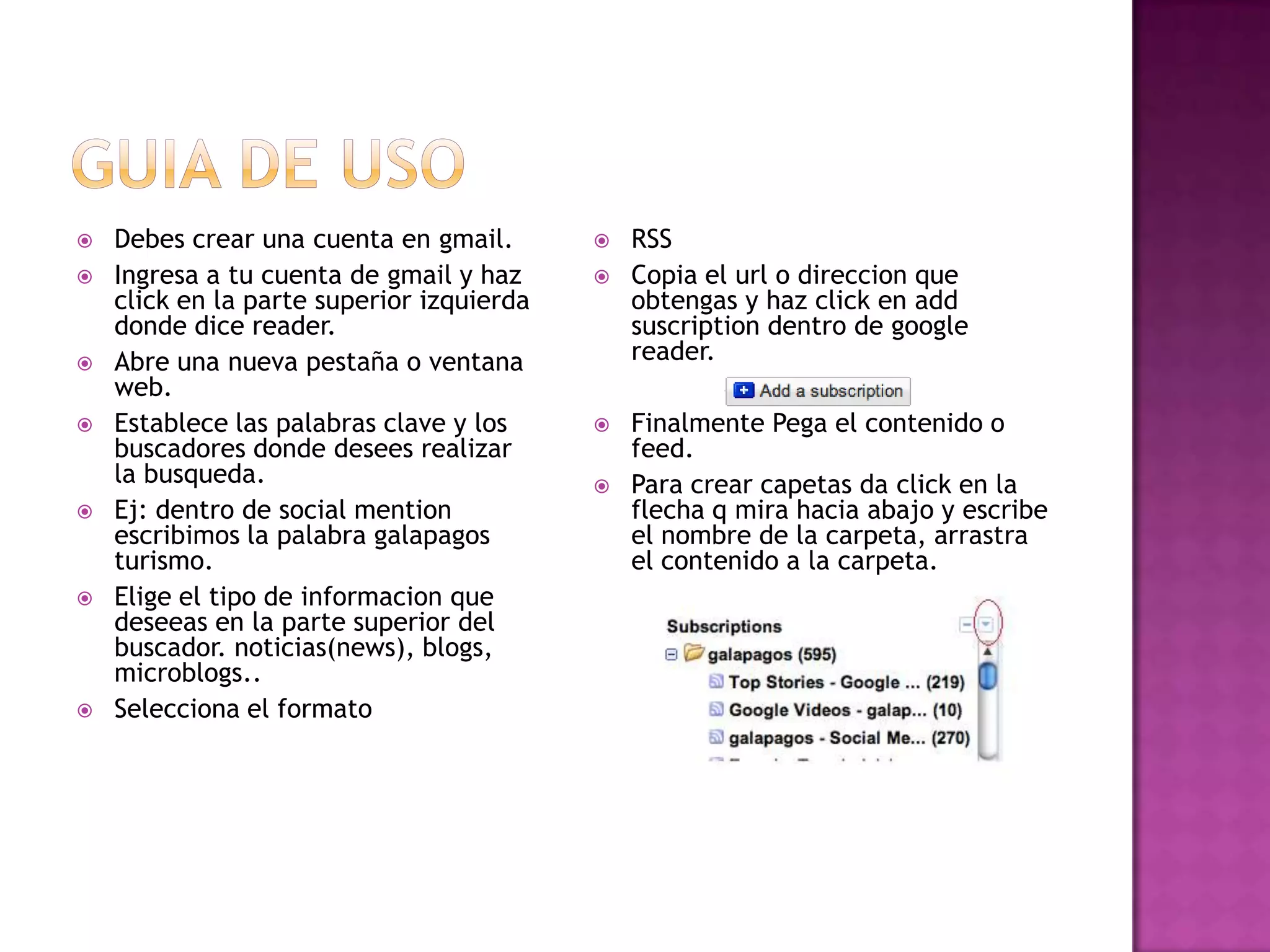 Guia de introduccionVamos a la pagina www.twitter.comDamos clik en sign upLlenamos los espacios como nombre apellido, contraseña, email y el codigo.Recibimos un mail en el correo lo abrimos e ingresamos a twitter.Una vez dentro de twitter podemos editar nuestra imagen de presentacion.