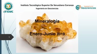 1
Instituto Tecnológico Superior De Venustiano Carranza
Ingeniería en Geociencias
Mineralogía
Enero-Junio 2019
 