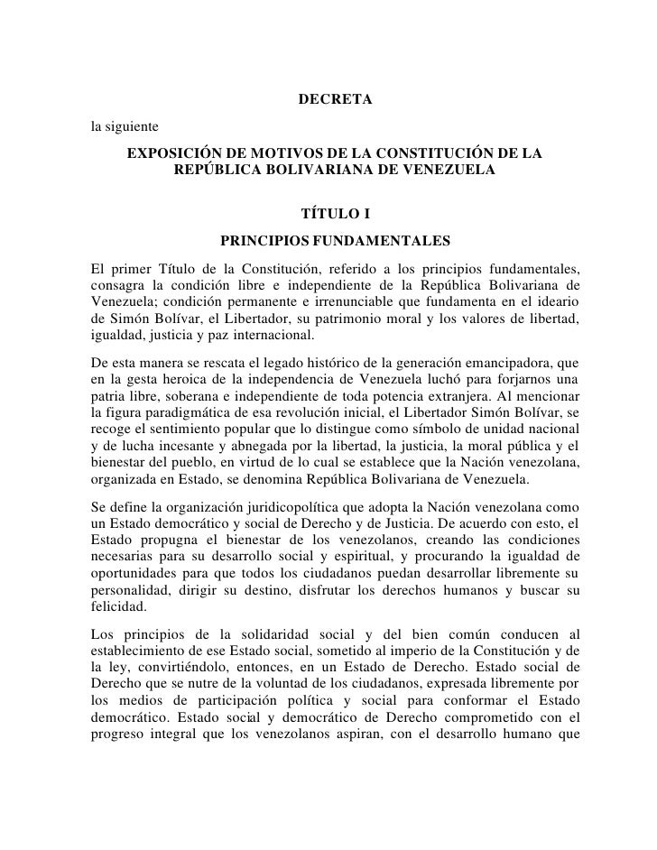 Exposicion de motivos crbv