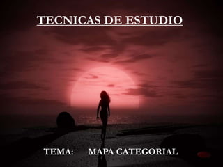 TECNICAS DE ESTUDIO

TÉCNICAS DE ESTUDIO



 TEMA:   MAPA CATEGORIAL




TEMA:    MAPA CATEGORIAL
 