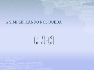    SIMPLIFICANDO NOS QUEDA


               1 1    0
               0 0    0
 