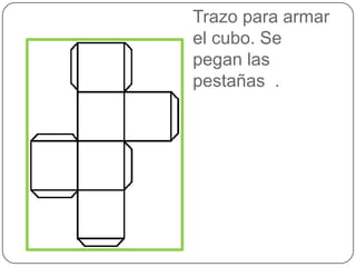 Trazo para armar
el cubo. Se
pegan las
pestañas .
 