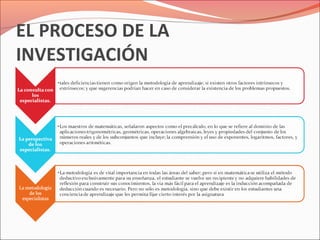 EL PROCESO DE LA
INVESTIGACIÓN
 