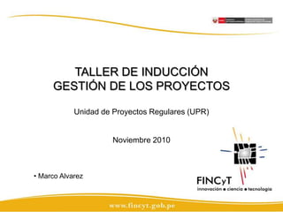 TALLER DE INDUCCIÓN GESTIÓN DE LOS PROYECTOSUnidad de Proyectos Regulares (UPR)Noviembre 2010 ,[object Object],[object Object]