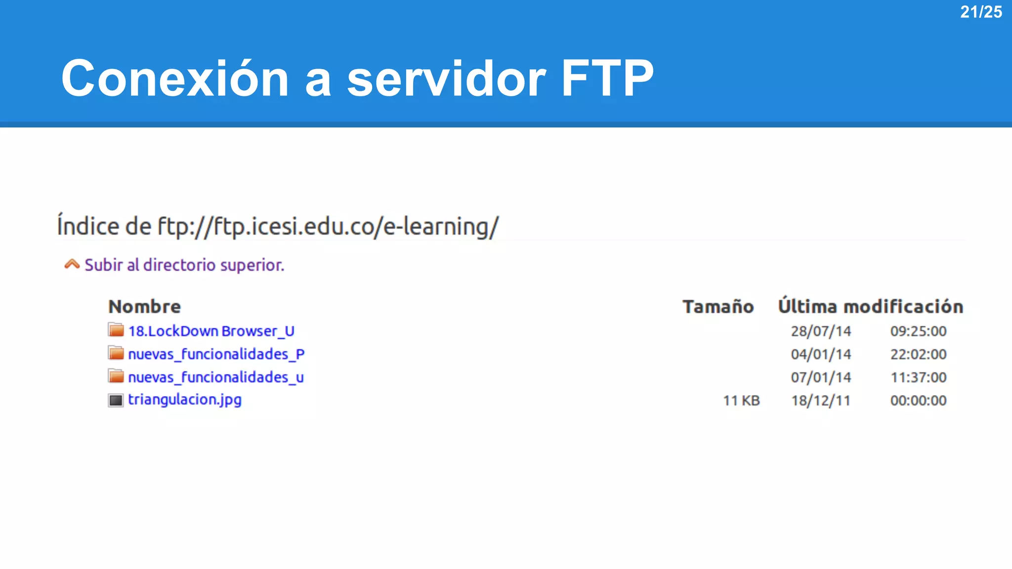 Conexión a servidor FTP 
21/25 
 