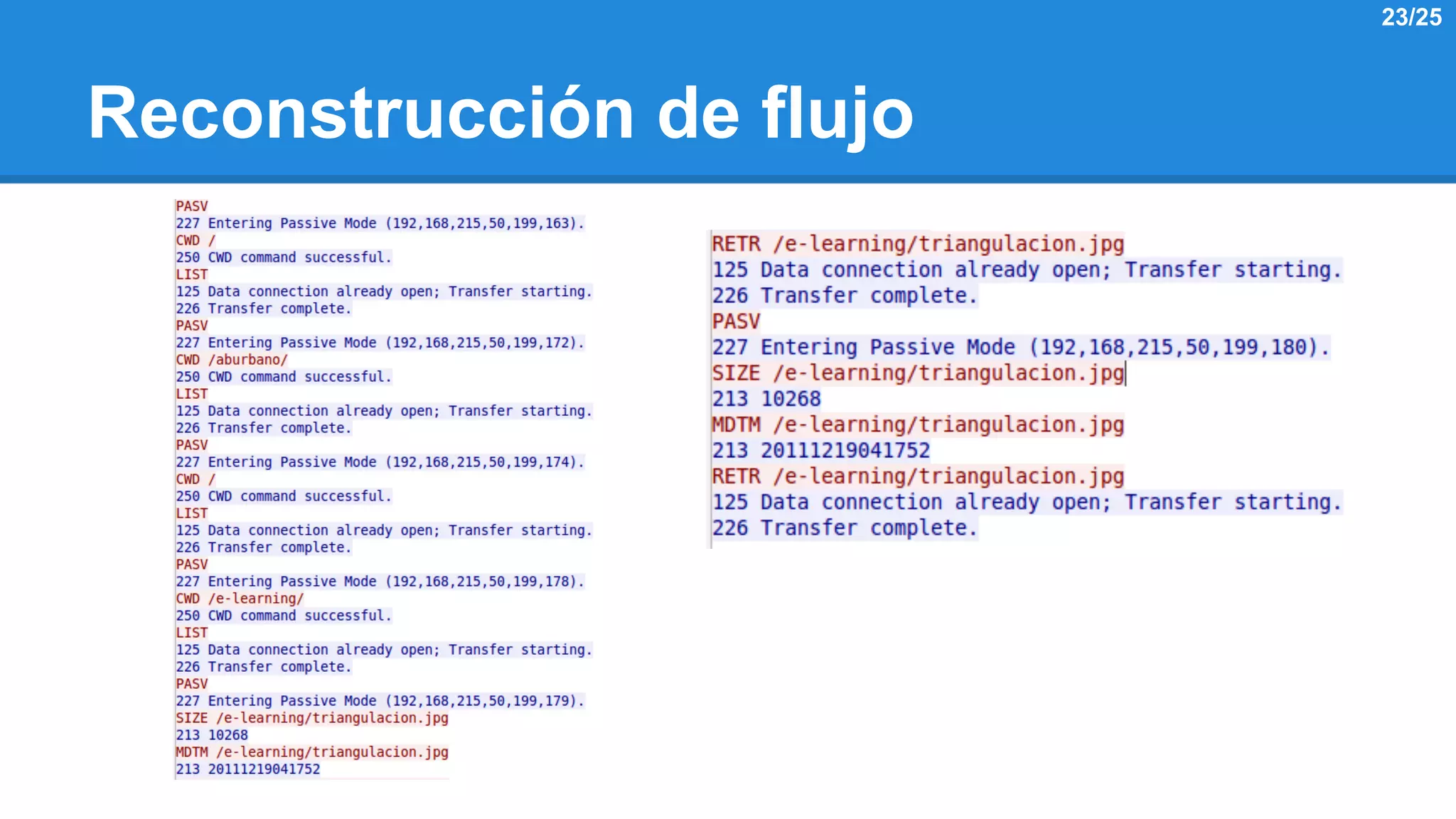 Reconstrucción de flujo 
23/25 
 