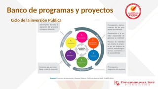 Banco de programas y proyectos
Ciclo de la inversión Pública
 