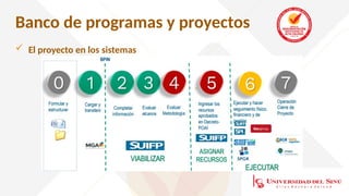 Banco de programas y proyectos
 El proyecto en los sistemas
 