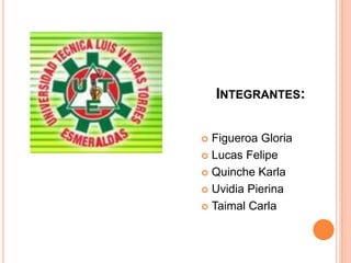 INTEGRANTES:
 Figueroa Gloria
 Lucas Felipe
 Quinche Karla
 Uvidia Pierina
 Taimal Carla
 