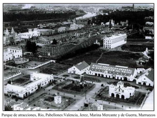 Iluminación Palacio Real Parque de atracciones, Rio, Pabellones:Valencia, Jerez, Marina Mercante y de Guerra, Marruecos 