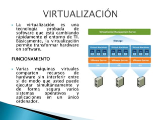 Las herramientas permiten crear una versión virtual de un dispositivo o recurso, como un servidor, un dispositivo de almacenamiento, una red o incluso un sistema operativo, donde se divide el recurso en uno o más entornos de ejecución.APLICACIONES JUMPBOX