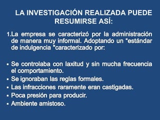 LA INVESTIGACIÓN REALIZADA PUEDE
RESUMIRSE ASÍ:
 