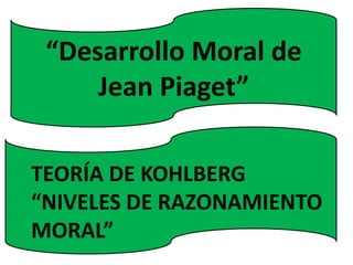 “Desarrollo Moral de
     Jean Piaget”

TEORÍA DE KOHLBERG
“NIVELES DE RAZONAMIENTO
MORAL”
 