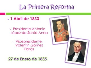 Formas de gobierno:1º Imperio                            Monarquía constitucional“20 de Mayo de 1822 Agustín de Iturbide es proclamado emperador de México”